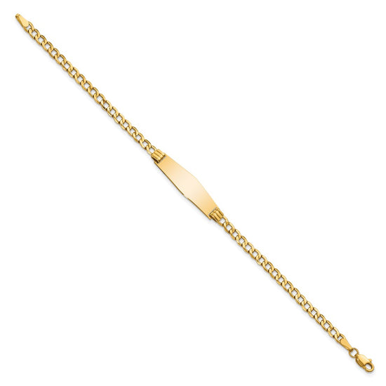 14k Polished Semi-Solid Chain/Solid Plate Cuban Link Soft Diamond Shape 25.5x7.5mm Plate 8 inch ID Bracelet