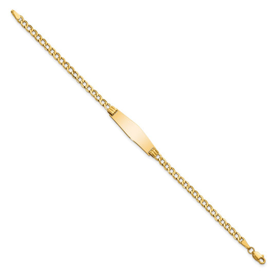 14k Polished Semi-Solid Chain/Solid Plate Cuban Link Soft Diamond Shape 25.5x7.5mm Plate 8 inch ID Bracelet