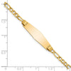 14k Polished Semi-Solid Chain/Solid Plate Figaro Link Soft Diamond Shape 25.5x7.5mm Plate 8 inch ID Bracelet