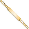 14k Polished Semi-Solid Chain/Solid Plate Figaro Link 33.5x6.5mm Plate 7 inch ID Bracelet