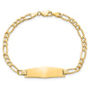 14k Polished Semi-solid Chain/Solid Plate Figaro Link Soft Diamond Shape 28x9.5mm Plate 7 inch ID Bracelet