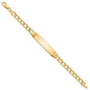 14k Polished Semi-Solid Chain/Solid Plate 5.9mm Curb Link 37.5x9mm Plate 8 inch ID Bracelet