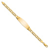 14k Polished Semi-Solid Chain/Solid Plate Curb Link Soft Diamond Shape 39x14mm Plate 7 inch ID Bracelet
