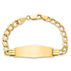 14k Polished Semi-Solid Chain/Solid Plate Curb Link Soft Diamond Shape 39x14mm Plate 7 inch ID Bracelet