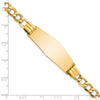 14k Polished Semi-Solid Chain/Solid Plate Curb Link Soft Diamond Shape 39x14mm Plate 7 inch ID Bracelet