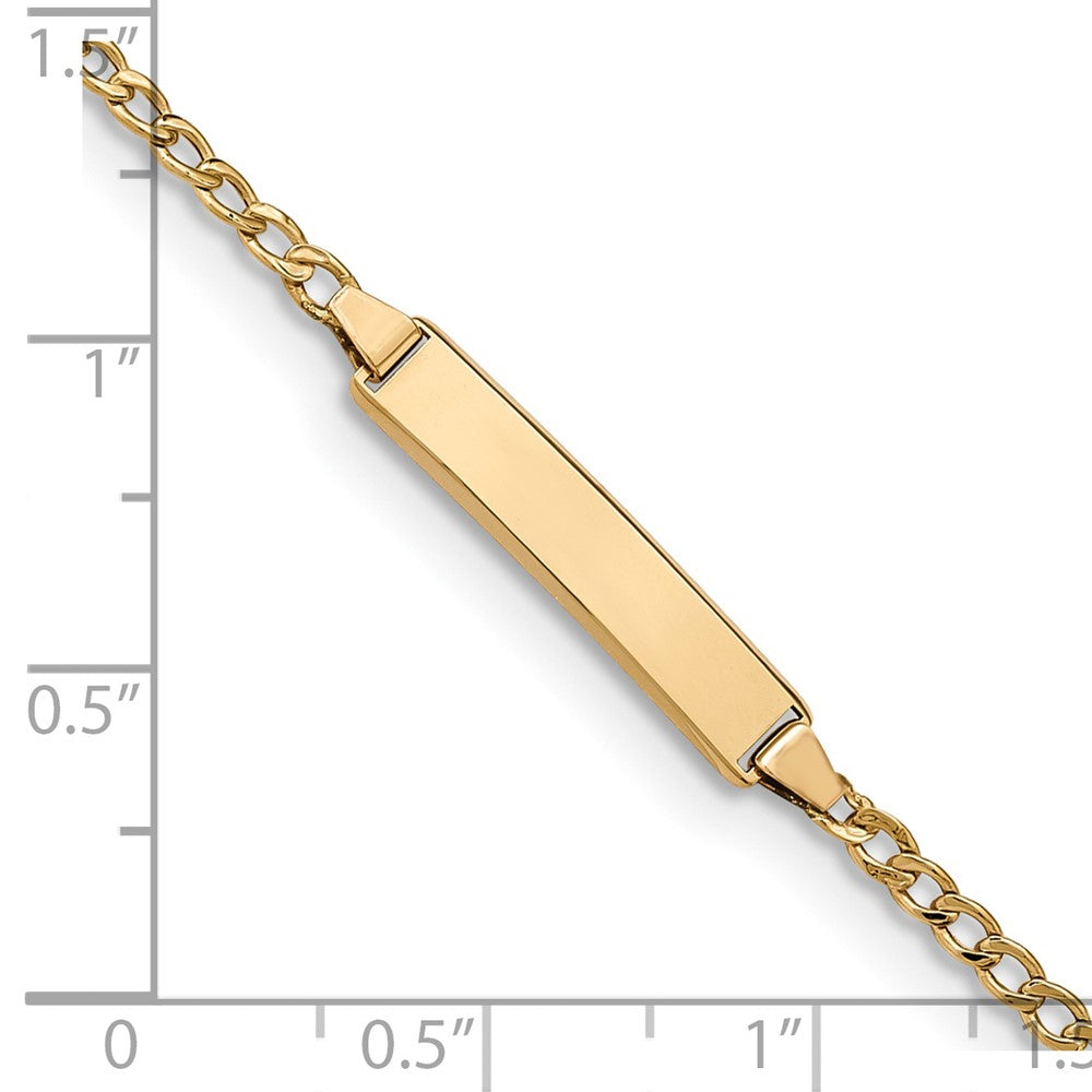 14k Polished Semi-Solid Chain/Solid Plate Cuban Link 20x4.5mm Plate 5.5 inch Baby/Child ID Bracelet