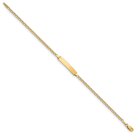14k Polished Semi-Solid Chain/Solid Plate Cuban Link 23x4.3mm Plate 8 inch ID Bracelet