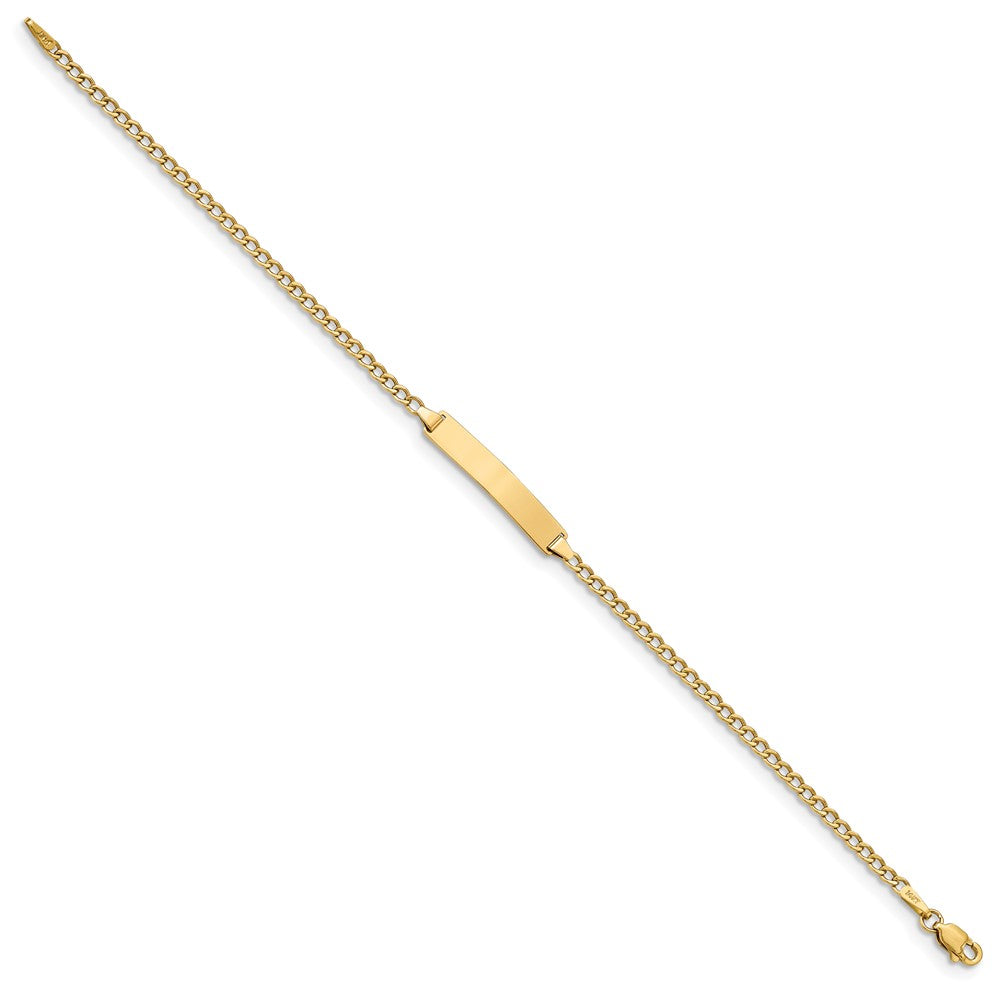 14k Polished Semi-Solid Chain/Solid Plate Cuban Link 23x4.3mm Plate 8 inch ID Bracelet