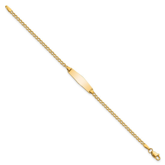 14k Polished Semi-Solid Chain/Solid Plate Cuban Link Soft Diamond Shape 19.5x5.5mm Plate 5.5 inch Baby/Child ID Bracelet