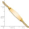 14k Polished Semi-Solid Chain/Solid Plate Cuban Link Soft Diamond Shape 19.5x5.5mm Plate 6 inch Baby/Child ID Bracelet