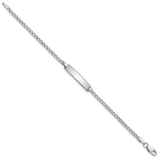 14k White Gold Polished Semi-Solid Chain/Solid Plate Cuban Link 20x4.5mm Plate 5.5 inch Baby/Child ID Bracelet