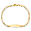 14k Polished Semi-Solid Chain/Solid Plate Figaro Link Soft Diamond Shape 19.5x5.5mm Plate 5.5 inch Baby/Child ID Bracelet