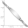 14k White Gold Polished Semi-Solid Chain/Solid Plate Figaro Link Soft Diamond Shape 20x5.5mm Plate 6 inch Baby/Child ID Bracelet