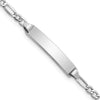 14k White Gold Polished Semi-Solid Chain/Solid Plate Figaro Link 20.5x4.5mm Plate 7 inch ID Bracelet