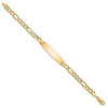 14k Polished Semi-Solid Chain/Solid Plate Figaro Link Soft Diamond Shape 34x10mm Plate 7 inch ID Bracelet