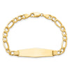 14k Polished Semi-Solid Chain/Solid Plate Figaro Link Soft Diamond Shape 34x10mm Plate 7 inch ID Bracelet