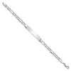 14K White Gold Polished Semi-Solid Chain/Solid Plate Figaro Link 35x7mm Plate 8 inch ID Bracelet