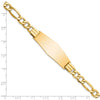 14k Polished Semi-Solid Chain/Solid Plate Figaro Link Soft Diamond Shape 39x14mm Plate 8 inch ID Bracelet
