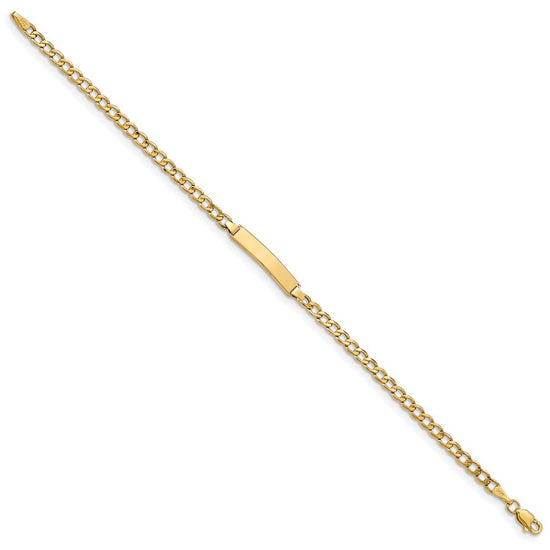 14k Polished Semi-Solid Chain/Solid Plate Cuban Link 19.5x4.5mm Plate 8 inch ID Bracelet