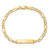 14k Polished Semi-Solid Chain/Solid Plate Figaro Link 20.3x4.4mm Plate 6 inch Baby/Child ID Bracelet