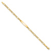 14k Polished Semi-Solid Chain/Solid Plate Figaro Link Soft Diamond Shape 19.5x5.5mm Plate 6 inch Baby/Child ID Bracelet