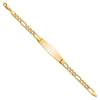 14k Polished Semi-Solid Chain/Solid Plate Figaro Link Soft Diamond Shape 38x11mm Plate 8 inch ID Bracelet