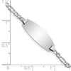 14k White Gold Polished Semi-Solid Chain/Solid Plate Figaro Link Oval 18.5x8.5mm Plate 5.5 inch Baby/Child ID Bracelet