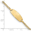 14k Polished Semi-Solid Chain/Solid Plate Curb Link Oval 18.5x8.5mm Plate 7 inch ID Bracelet
