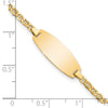 14k Polished Semi-Solid Chain/Solid Plate Anchor Link Oval 18.5x8.5mm Plate 5.5 inch Baby/Child ID Bracelet