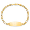 14k Polished Semi-Solid Chain/Solid Plate Figaro Link Oval 25x11.2mm Plate 7 inch ID Bracelet