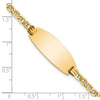 14k Polished Semi-Solid Chain/Solid Plate Anchor Link Oval 25x11.2mm Plate 8 inch ID Bracelet