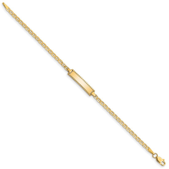 14k Polished Solid Chain/Solid Plate Anchor Link 18.5x5mm Plate 6 inch Baby/Child ID Bracelet
