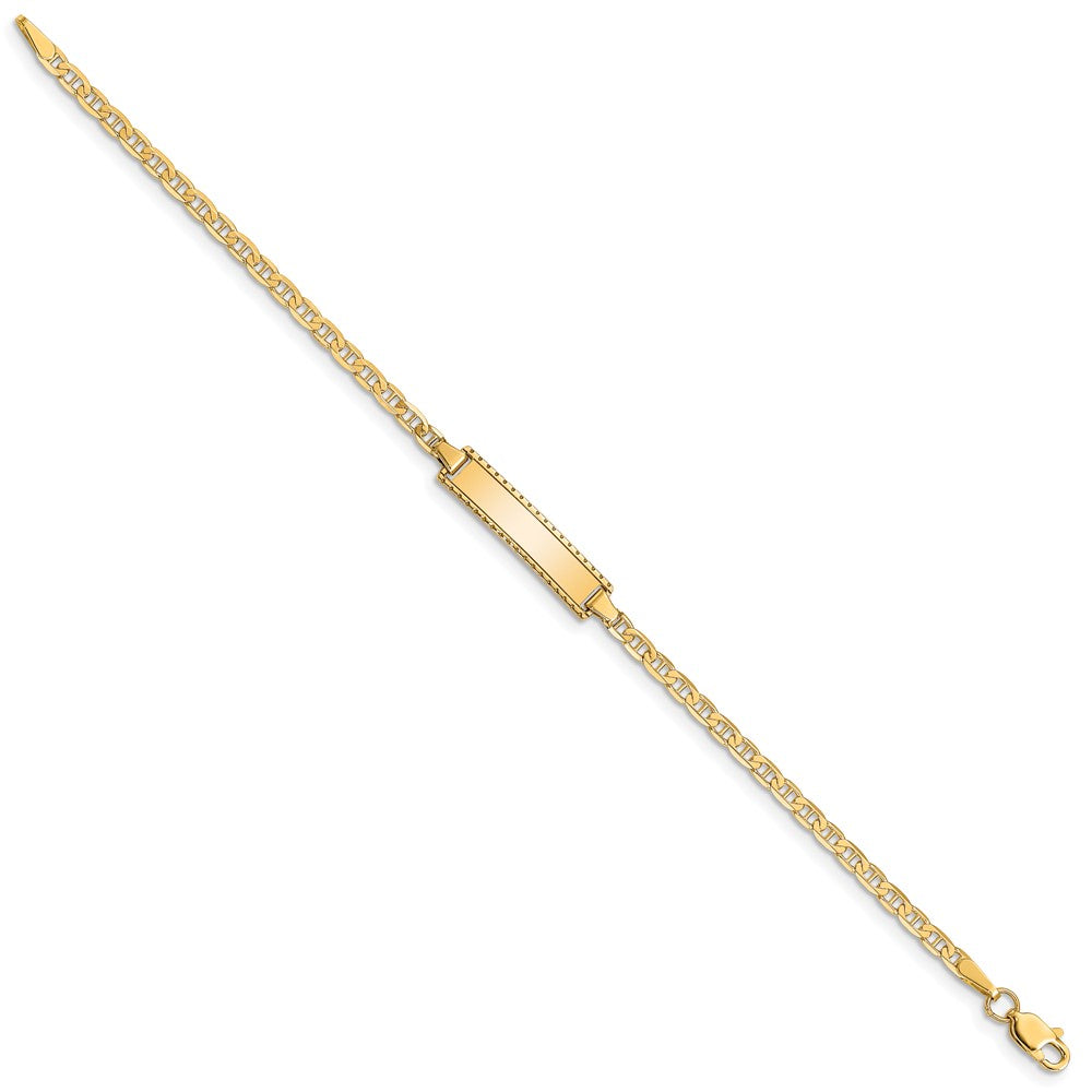 14k Polished Solid Chain/Solid Plate Anchor Link 18.5x5mm Plate 6 inch Baby/Child ID Bracelet