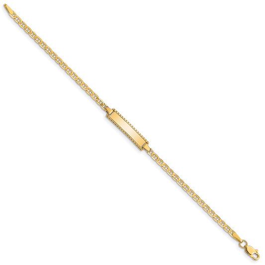 14k Polished Solid Chain/Solid Plate Anchor Link 18.5x5mm Plate 6 inch Baby/Child ID Bracelet