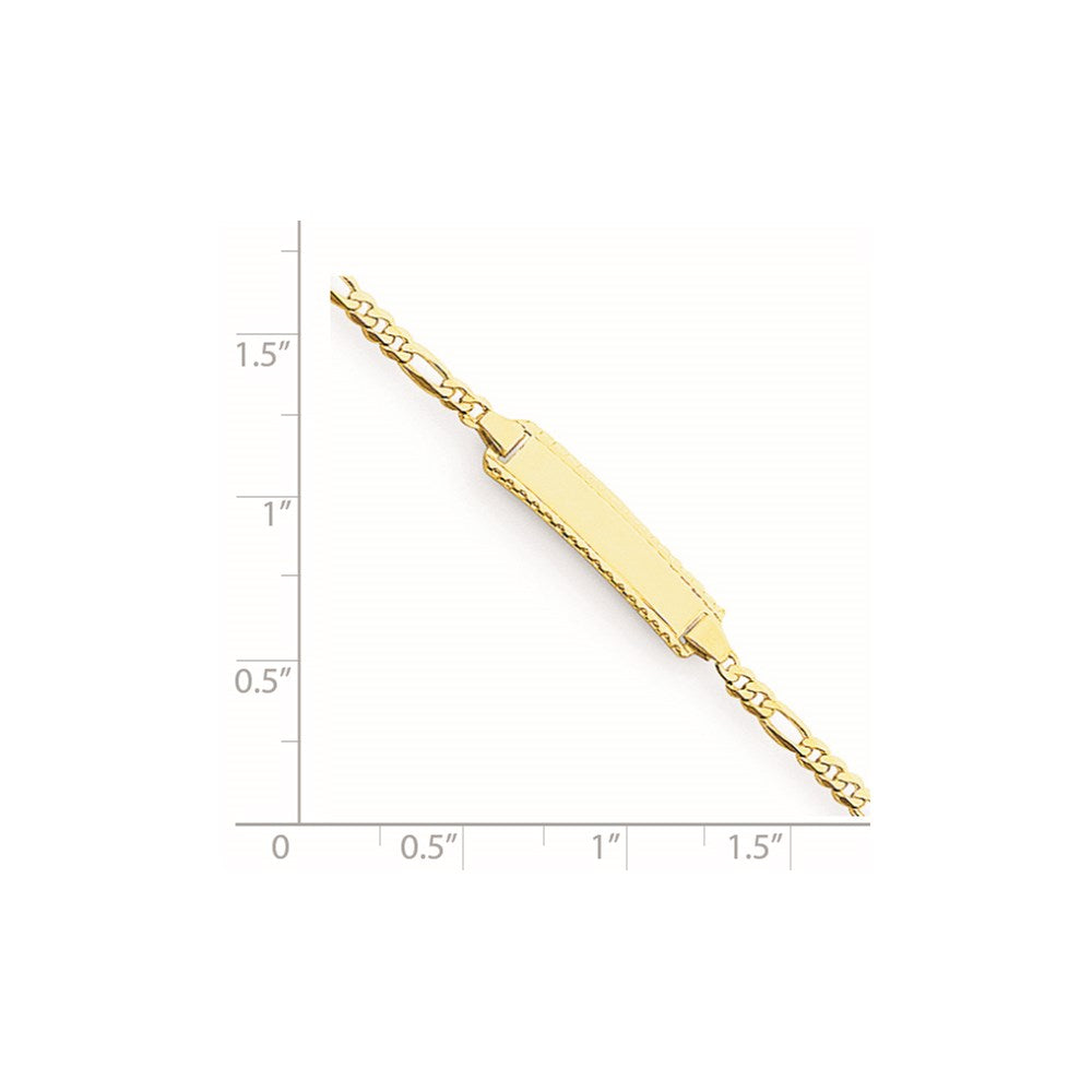 14k Polished Solid Chain/Solid Plate Figaro Link 18.5x5mm Plate 6 inch Baby/Child ID Bracelet