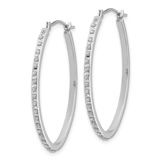 Gold Diamond Fascination Oval Hoop Earrings