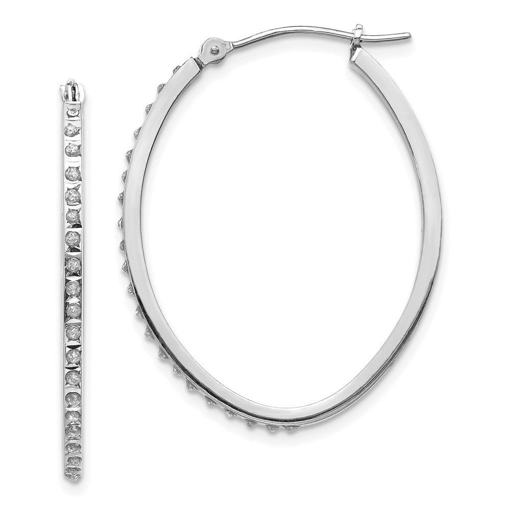 Gold Diamond Fascination Oval Hoop Earrings