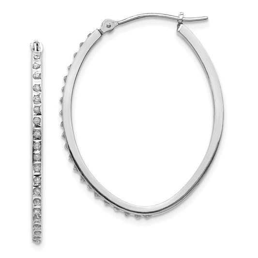 Gold Diamond Fascination Oval Hoop Earrings