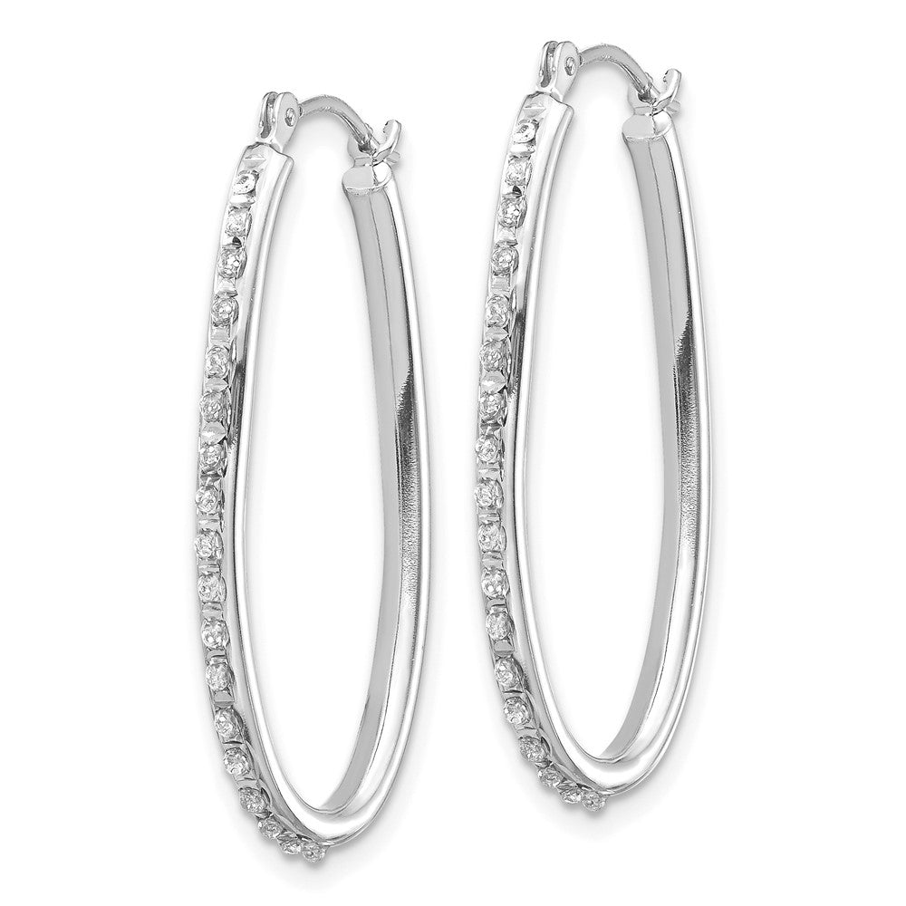 14k White Gold Diamond Fascination Diamond Dust/Accent 2x31mm Oval Hoop Earrings