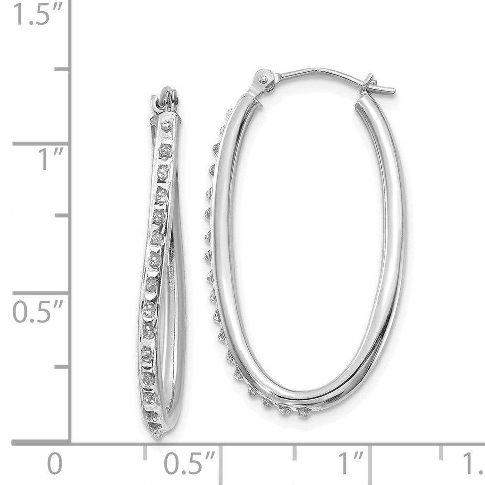 14k White Gold Diamond Fascination Diamond Dust/Accent 2x31mm Oval Hoop Earrings