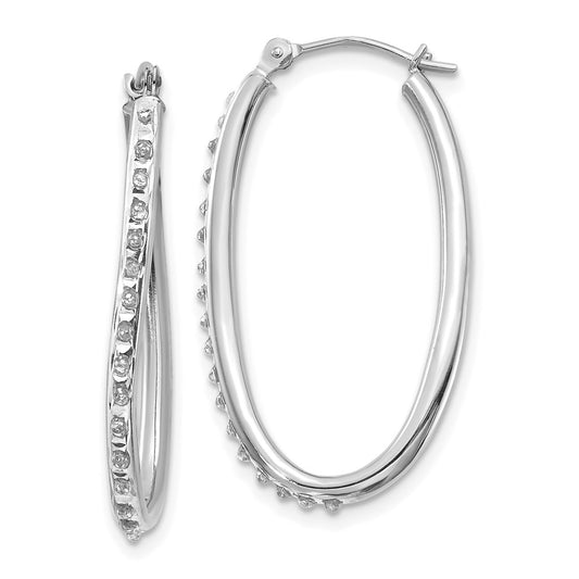 Gold Diamond Fascination Twisted Hoop Earrings