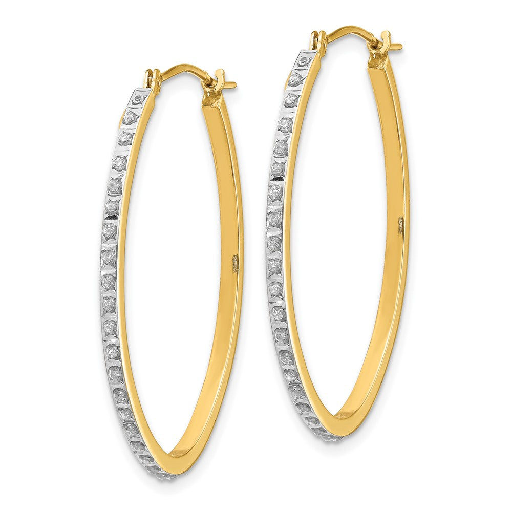 Gold Diamond Fascination Oval Hoop Earrings