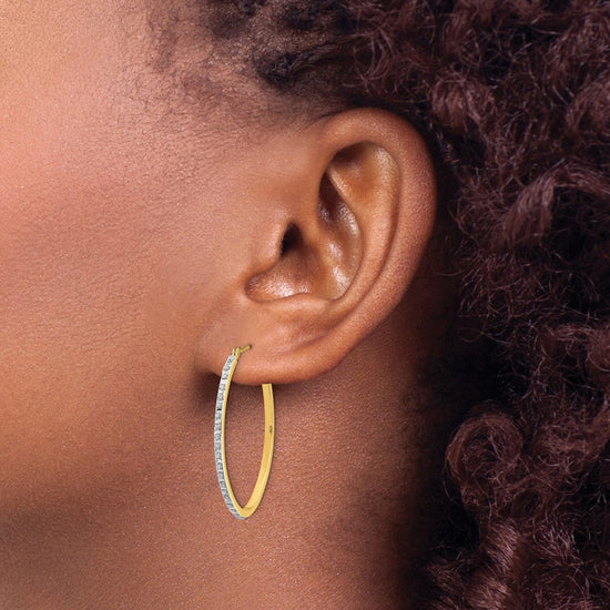 Gold Diamond Fascination Oval Hoop Earrings