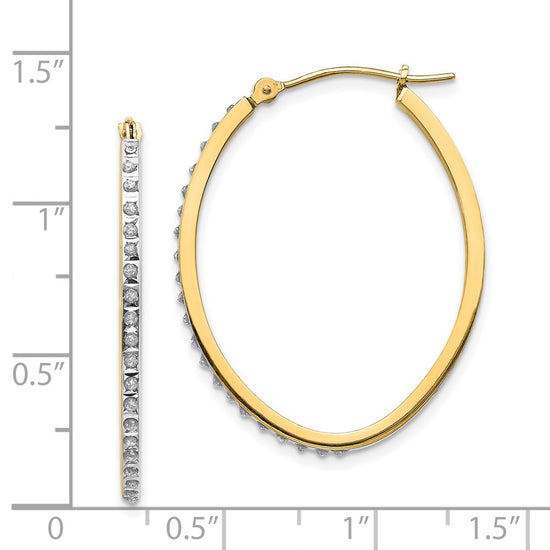 Gold Diamond Fascination Oval Hoop Earrings