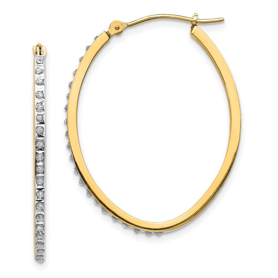 Gold Diamond Fascination Oval Hoop Earrings
