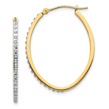 Gold Diamond Fascination Oval Hoop Earrings