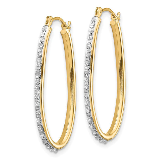 14k Diamond Fascination Diamond Dust/Accent 2x31mm Oval Twist Hoop Earrings