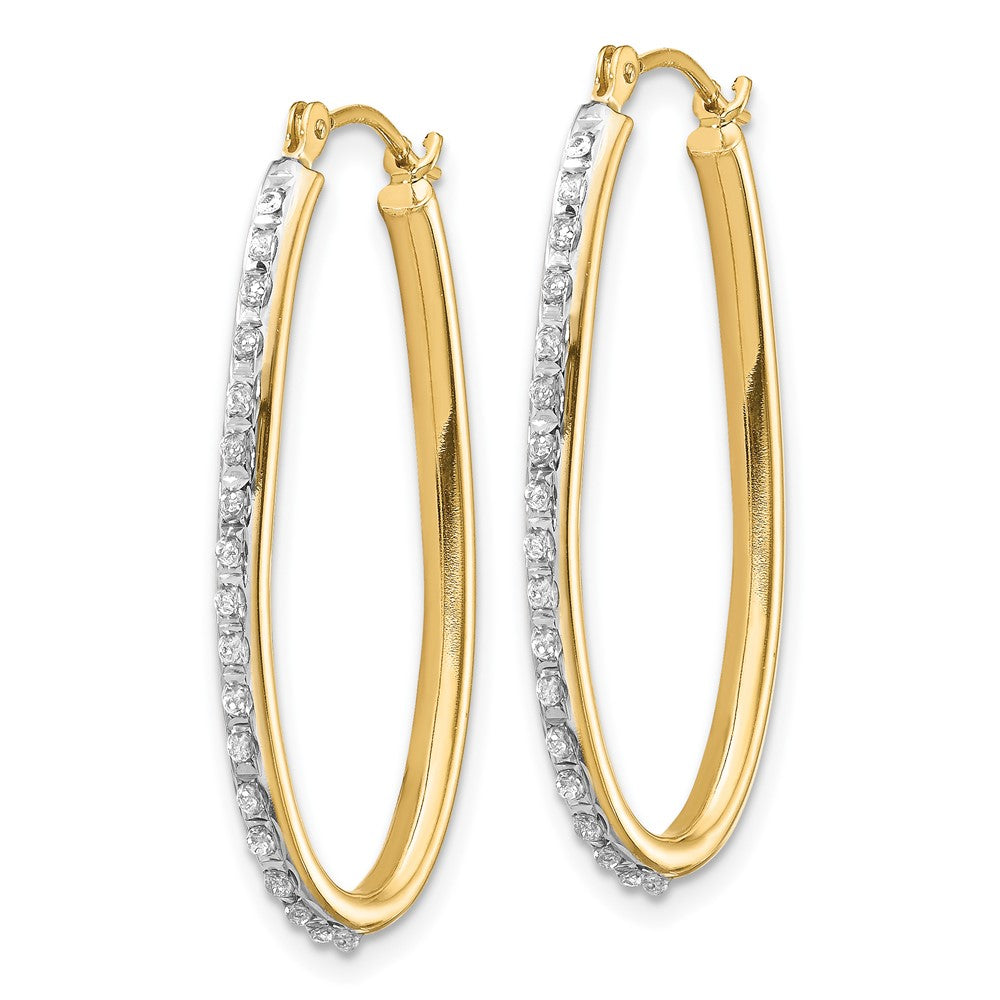 14k Diamond Fascination Diamond Dust/Accent 2x31mm Oval Twist Hoop Earrings