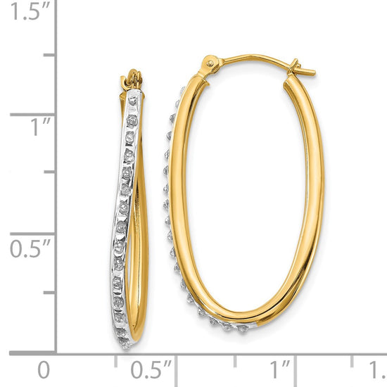 14k Diamond Fascination Diamond Dust/Accent 2x31mm Oval Twist Hoop Earrings