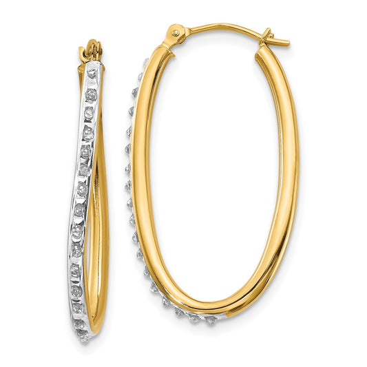 Gold Diamond Fascination Twisted Hoop Earrings